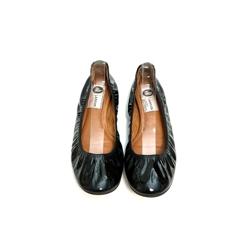LANVIN | Vintage 1990s black patent leather fold up travel ballet flats
